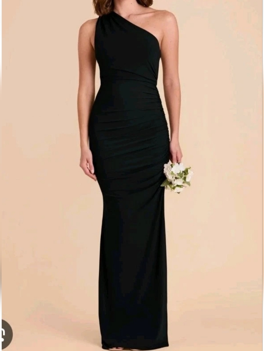 Birdie Grey Claudia Black Luxe One Shoulder Fitted Formal Dress XS